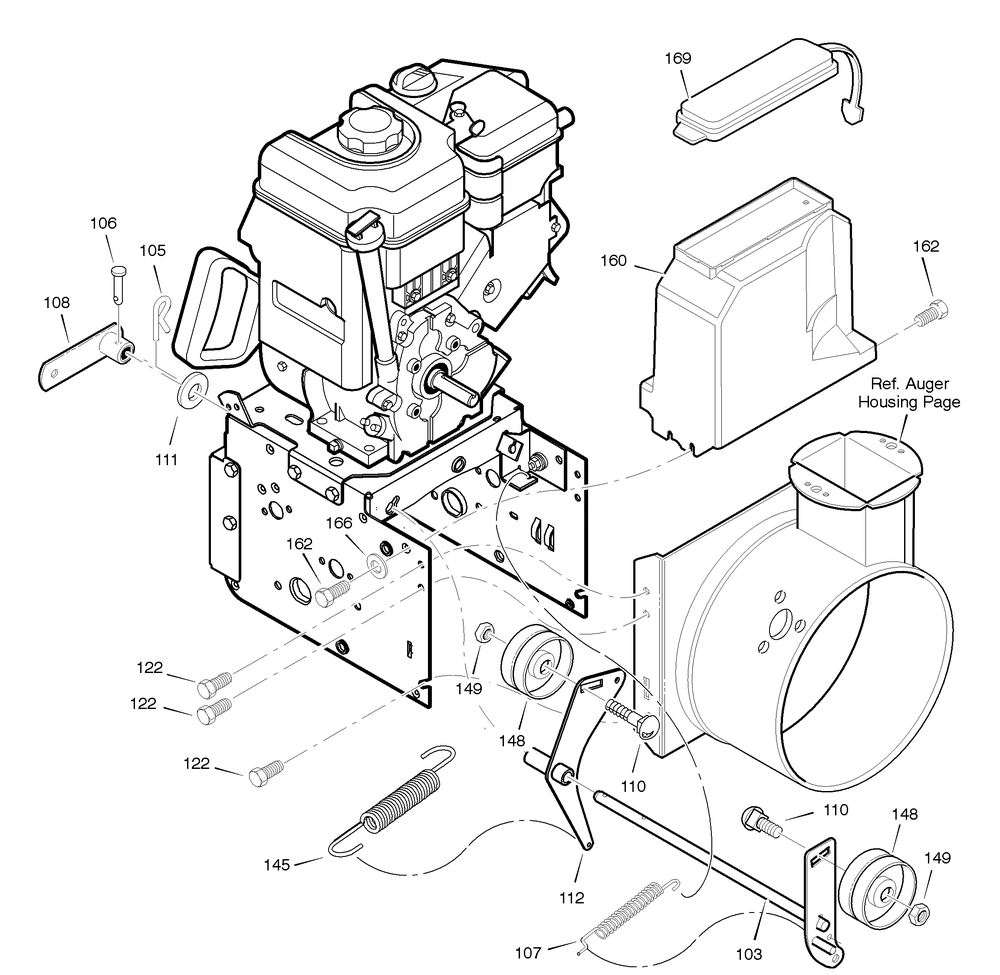 Frame Diagram and Parts List for C950-52313-1 2004 Briggs and Stratton Snow Blower
